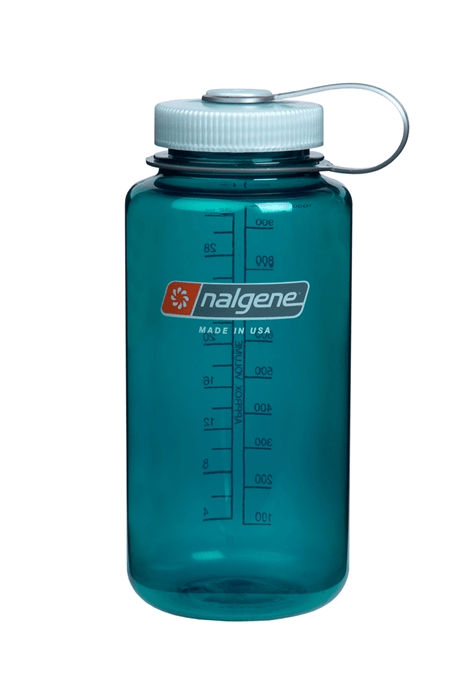 Teal plastic Nalgene water bottle