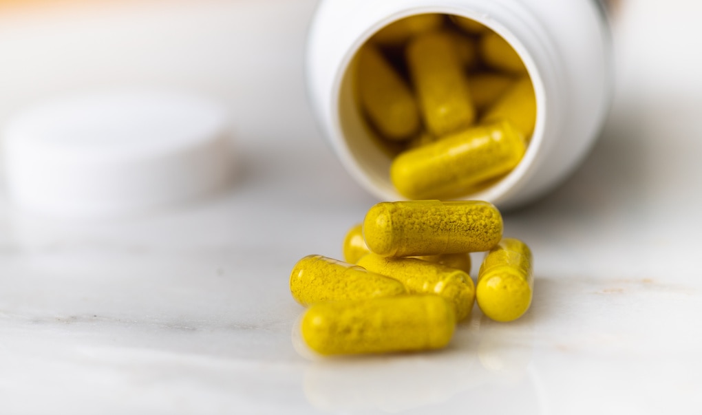 Close up of Berberine Capsules Used to Maintain Insulin Levels Naturally; supplements to lower blood sugar