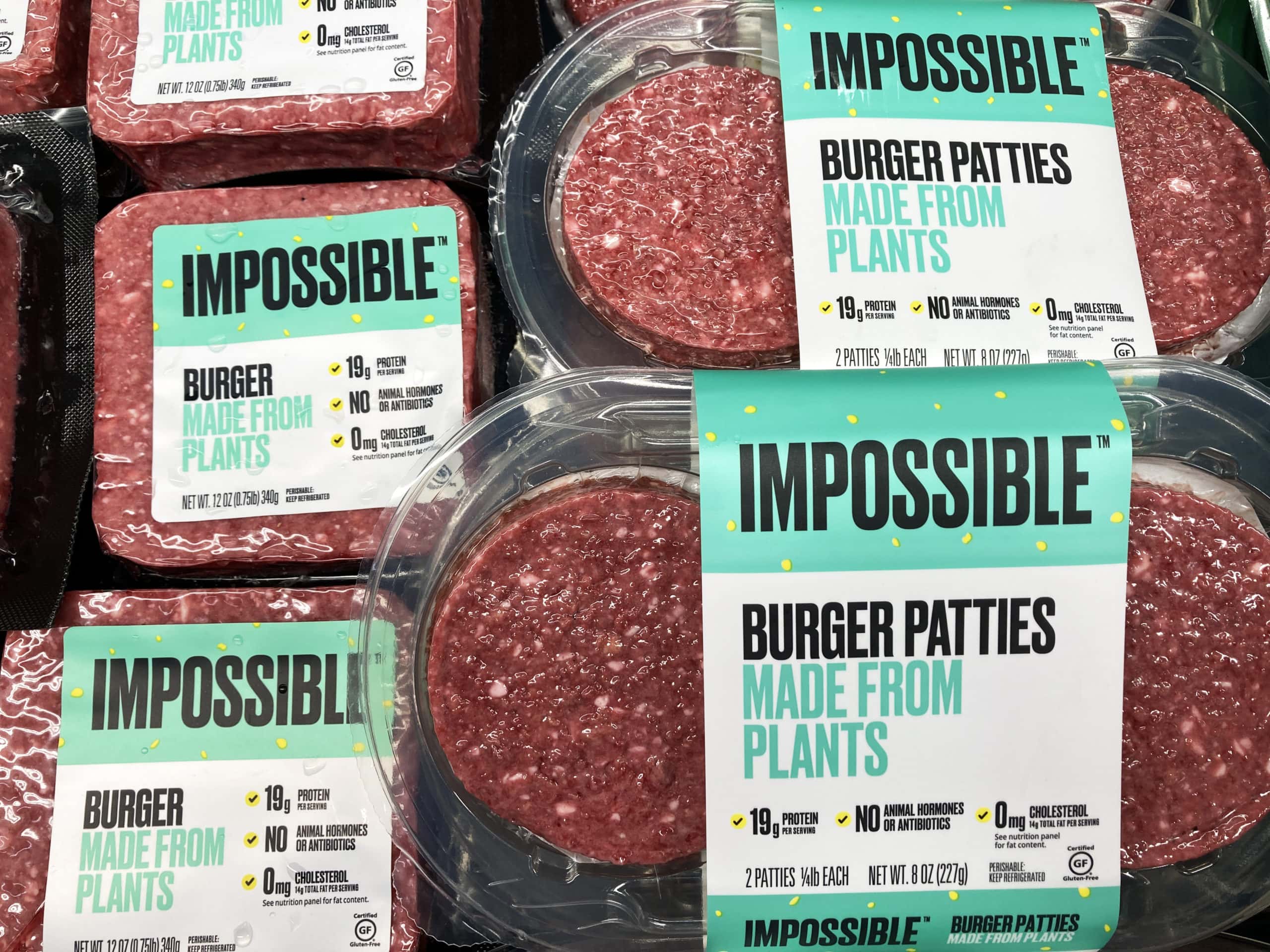 impossible burgers packaged and stacked together; is the Impossible burger healthy
